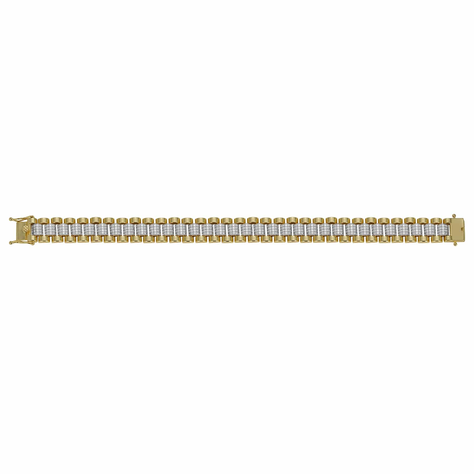 ALL WEAR Bracelets 7.5" to 8" Diamond Rolex Link Bracelet 12mm - Gold