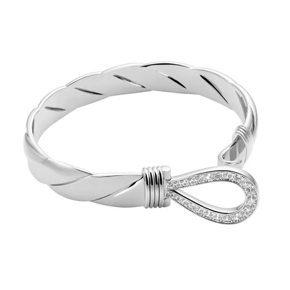 Best-Selling Bangle Bracelets 7" to 8" / White Gold Diamond Single Hook Bangle 13mm - White Gold