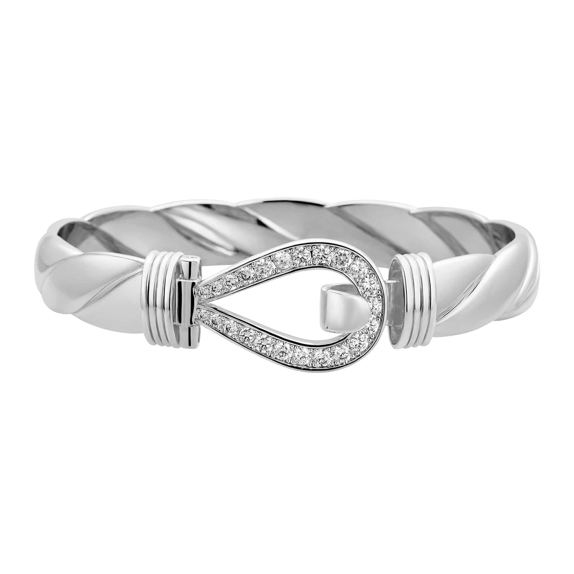 Best-Selling Bangle Bracelets 7" to 8" / White Gold Diamond Single Hook Bangle 13mm - White Gold