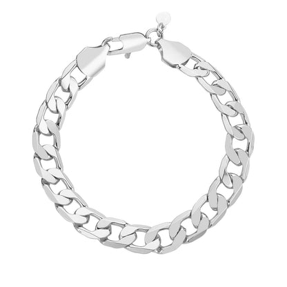 White Gold Dipped Bracelets 8 inches / 18K White Gold Curb Bracelet 12mm - White Gold