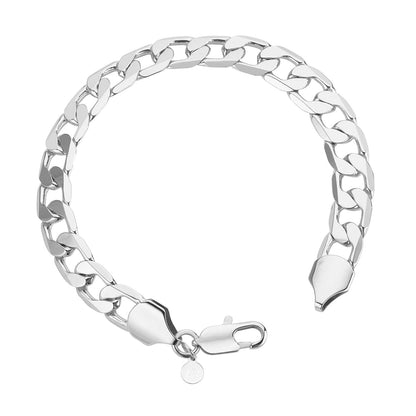 White Gold Dipped Bracelets 8 inches / 18K White Gold Curb Bracelet 12mm - White Gold