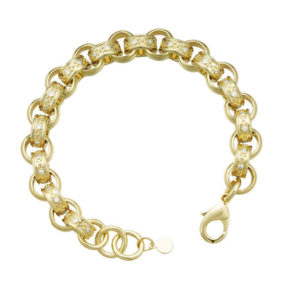 Gold Dipped, CZ Diamonds Bracelets Diamond Belcher Bracelet 12mm - Gold