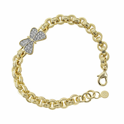 Super Iced-Out Sparkle Bracelets Diamond Butterfly Belcher Bracelet 8mm - Gold