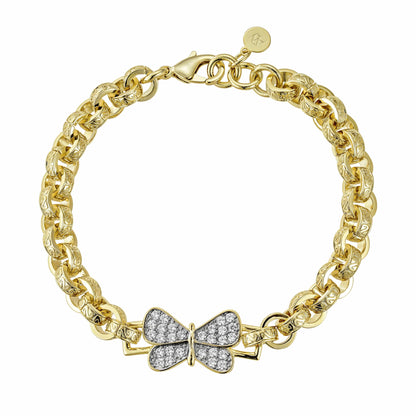 Super Iced-Out Sparkle Bracelets Diamond Butterfly Belcher Bracelet 8mm - Gold