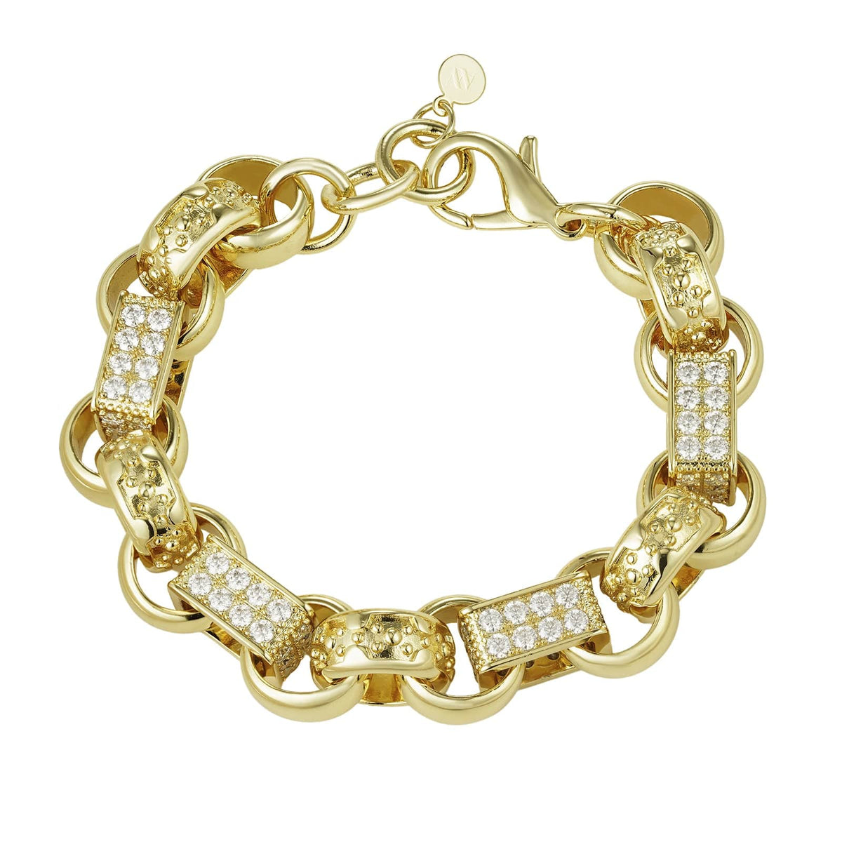 15mm Gold Diamond Gypsy Link Bracelet - Exquisite Elegance for All