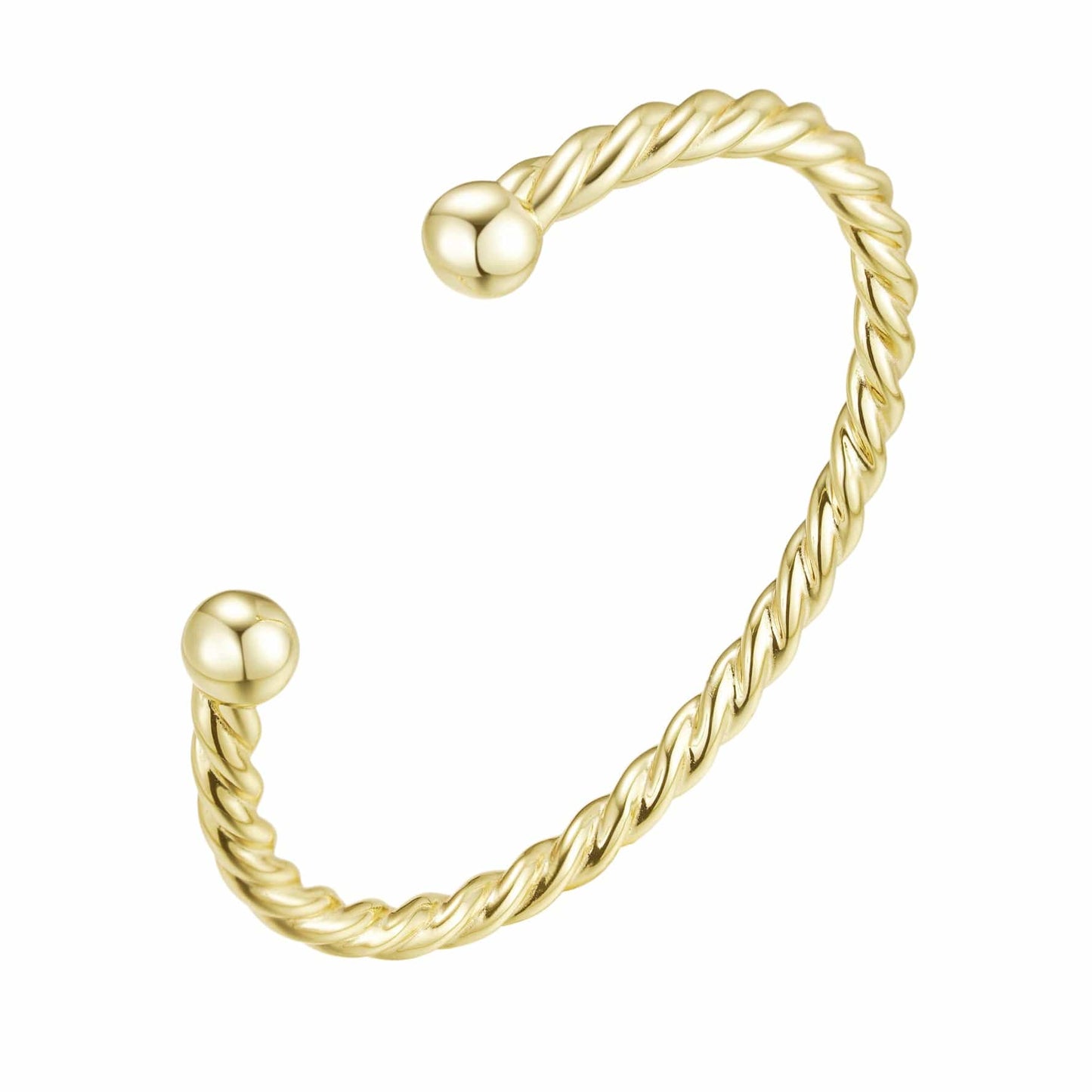 Perfect for Stacking Bracelets Gold Twisted Ball Torque Bangle 5mm - Gold