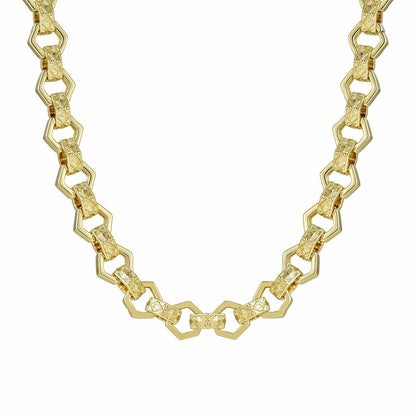 ALL WEAR Bracelets Hexagon Belcher Chain 12mm - Gold (Albert Clasp)