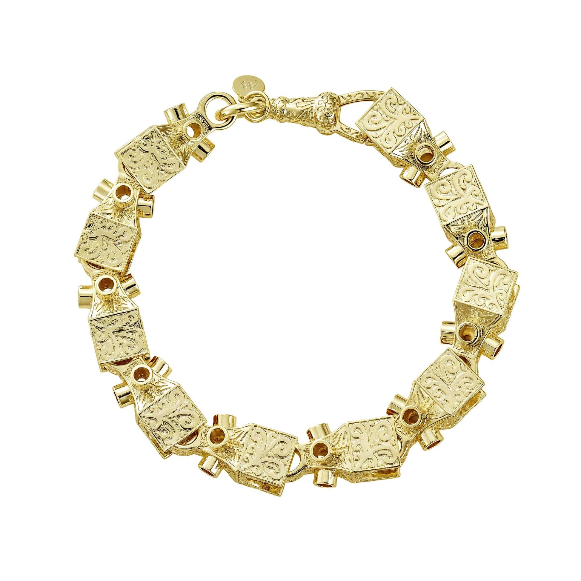 solid Italian-made Bracelets Patterned Lego Bracelet 12mm - Gold