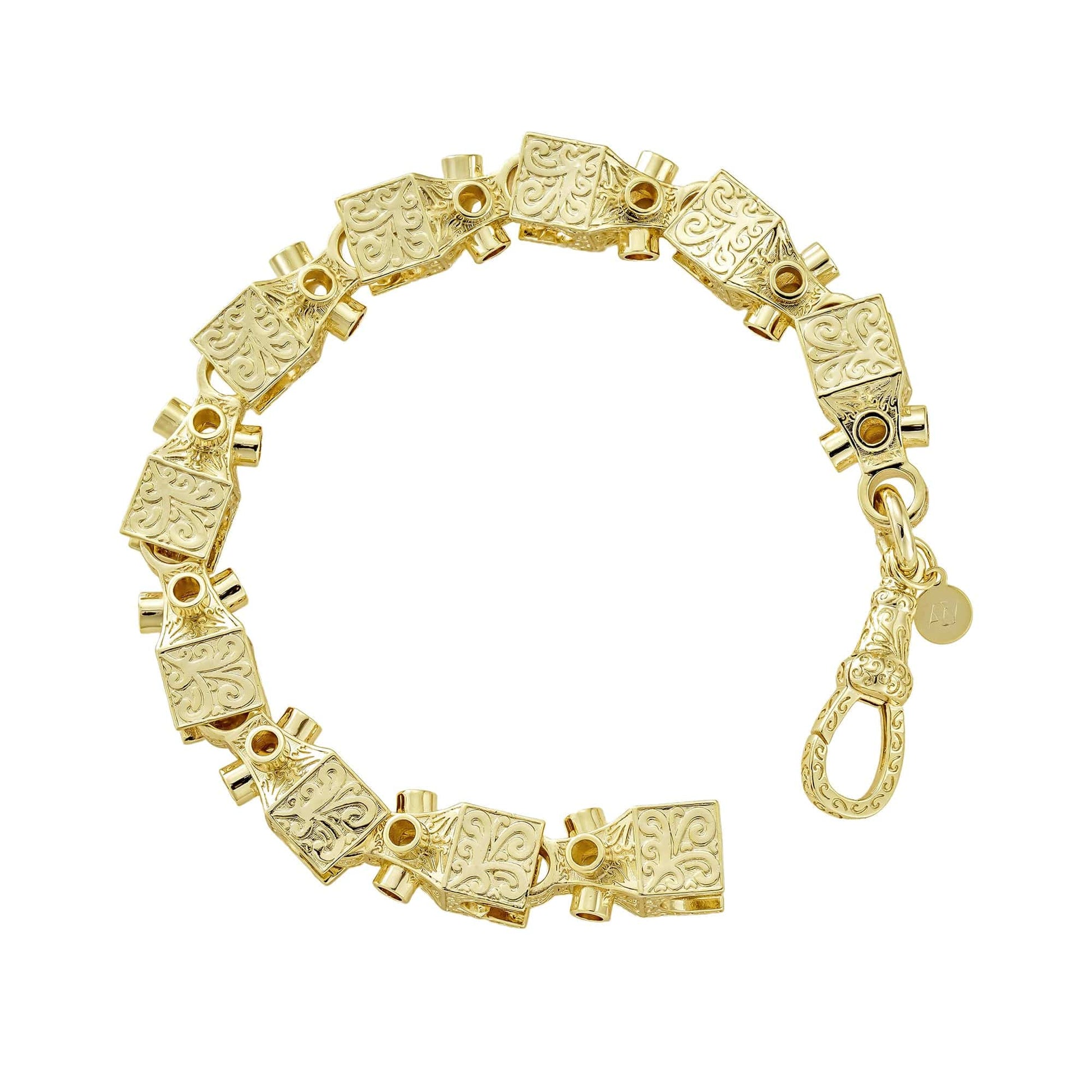 solid Italian-made Bracelets Patterned Lego Bracelet 12mm - Gold