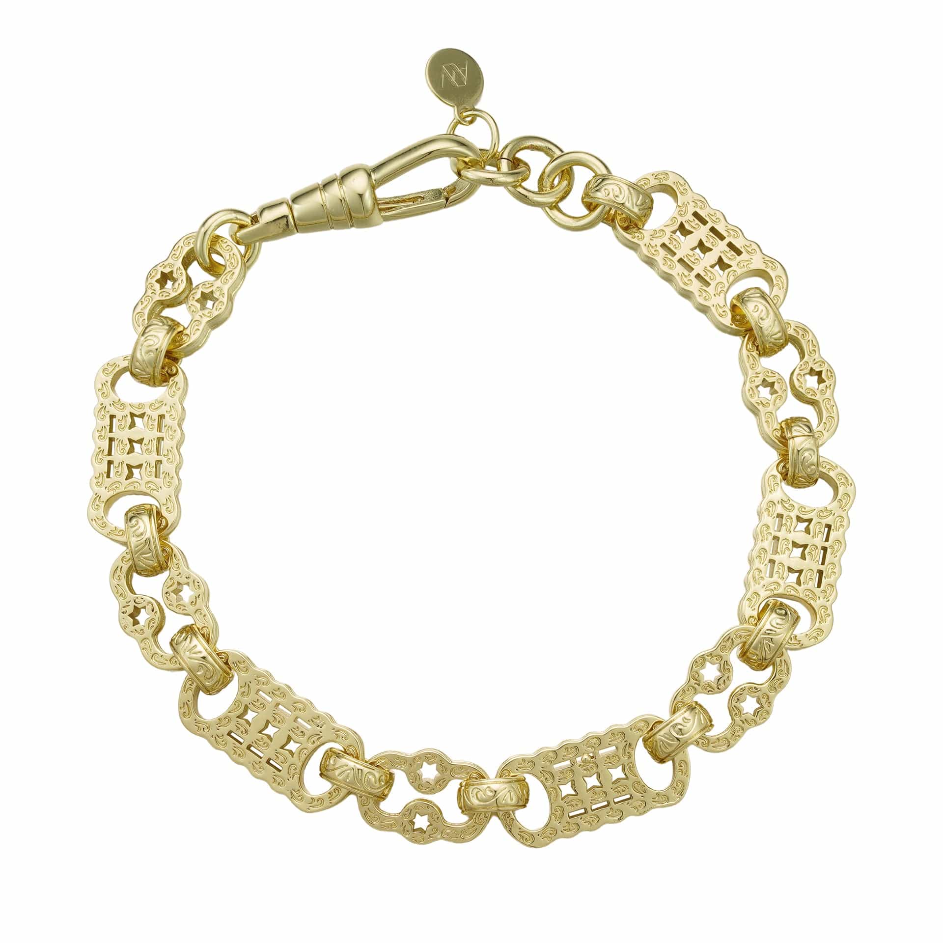 Gold Dipped Bracelets Stars & Bars Bracelet 9mm - Gold (Albert Clasp)