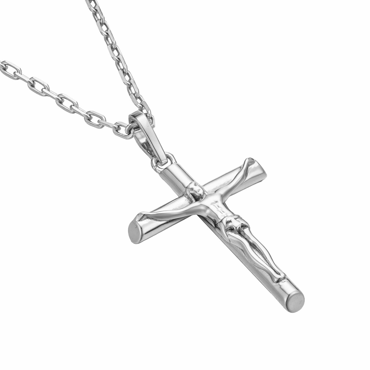 All Wear Jewellery Cable Crucifix Pendant - Silver