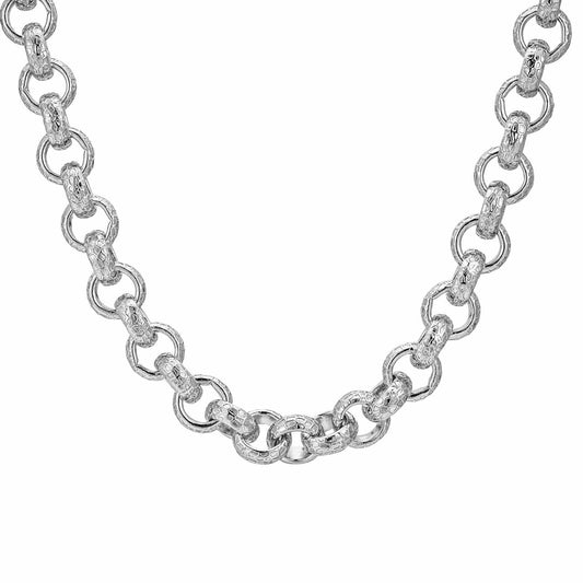 ALL WEAR Chains Hammered Patterned Belcher Chain 12mm - White Gold (Albert Clasp)