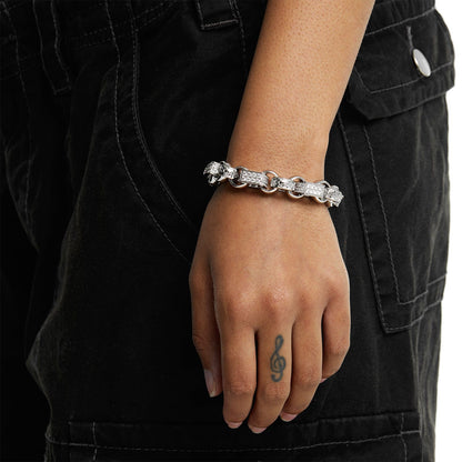 ALL WEAR Diamond Gypsy Link Bracelet 13mm - White Gold