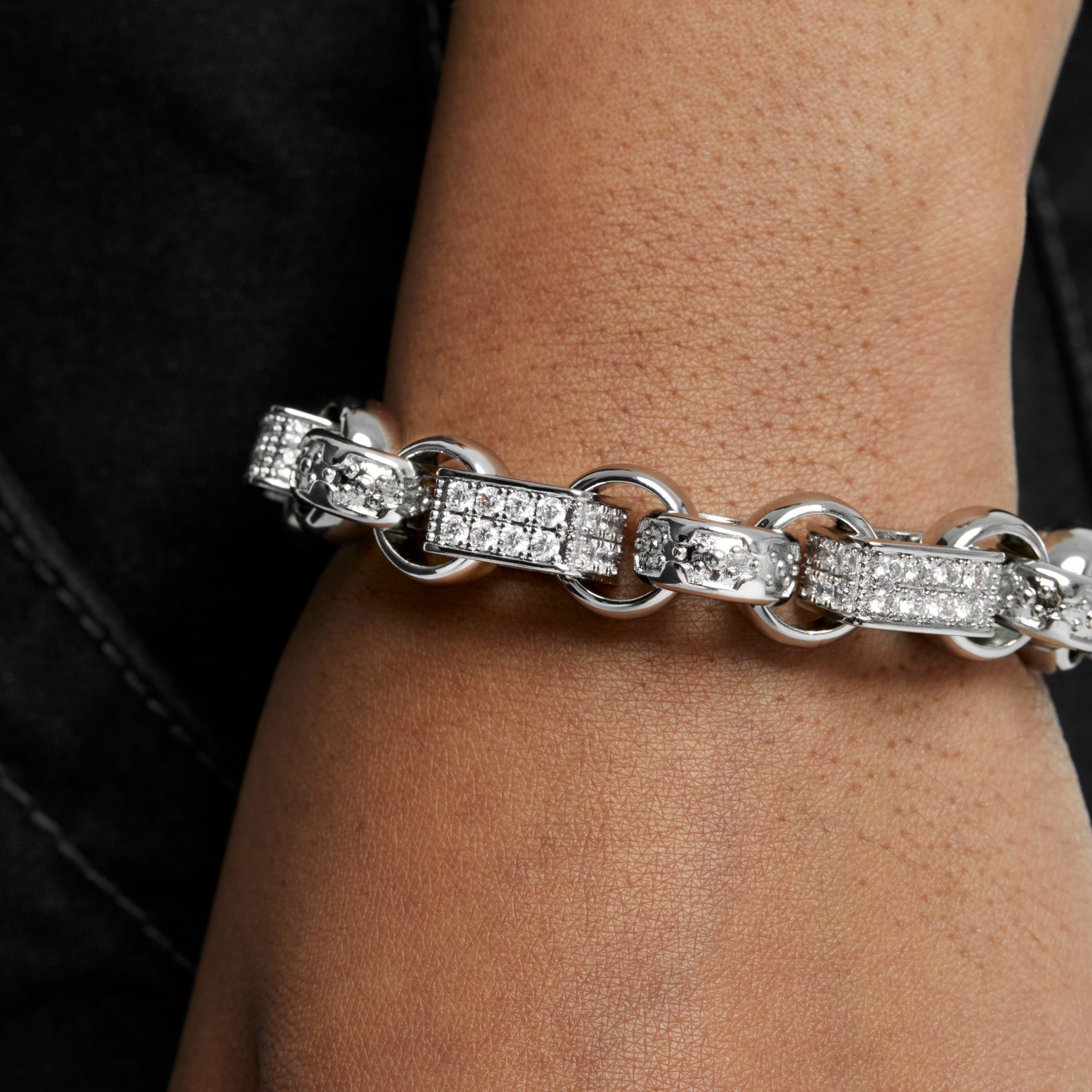 ALL WEAR Diamond Gypsy Link Bracelet 13mm - White Gold