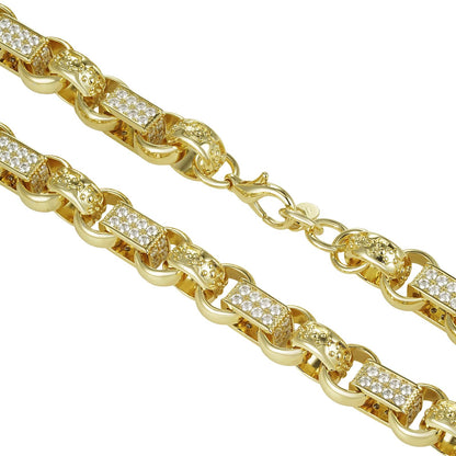 Gold Dipped, CZ Diamonds Diamond Gypsy Link Chain 16mm - Gold