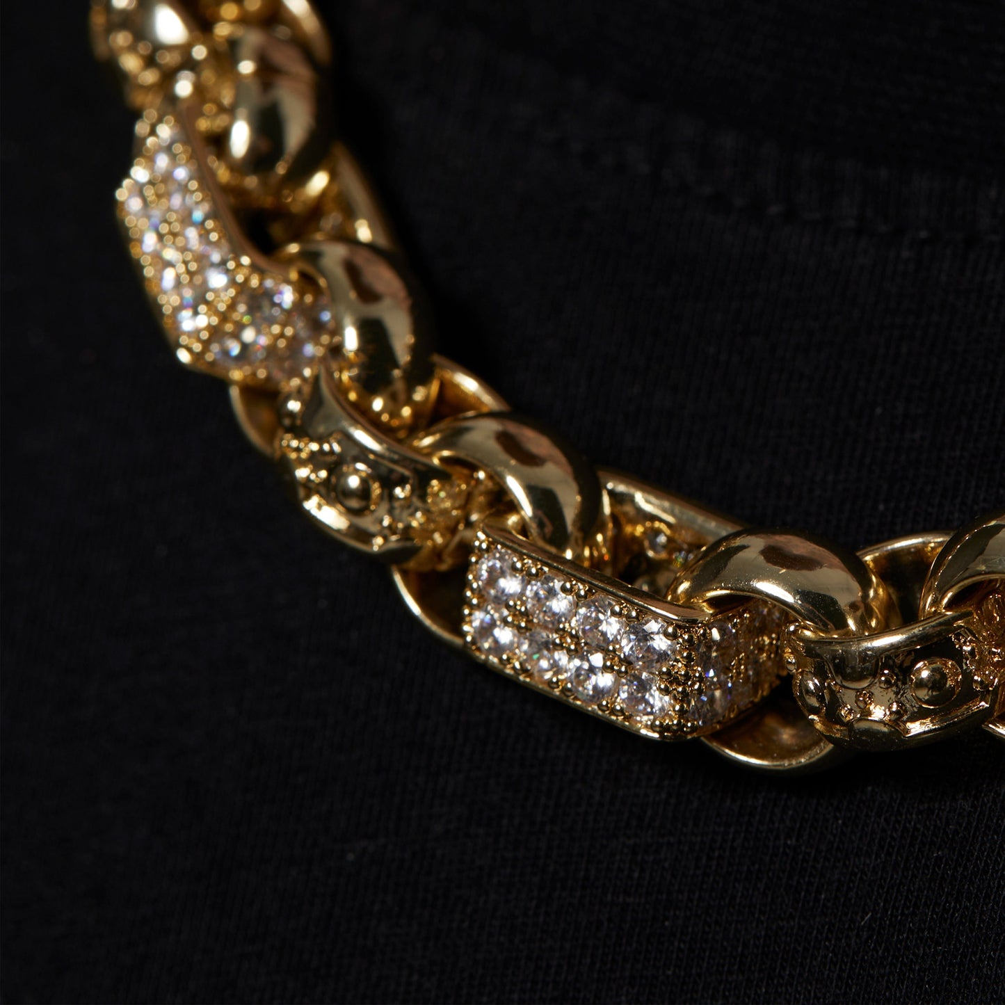 Gold Dipped, CZ Diamonds Diamond Gypsy Link Chain 16mm - Gold