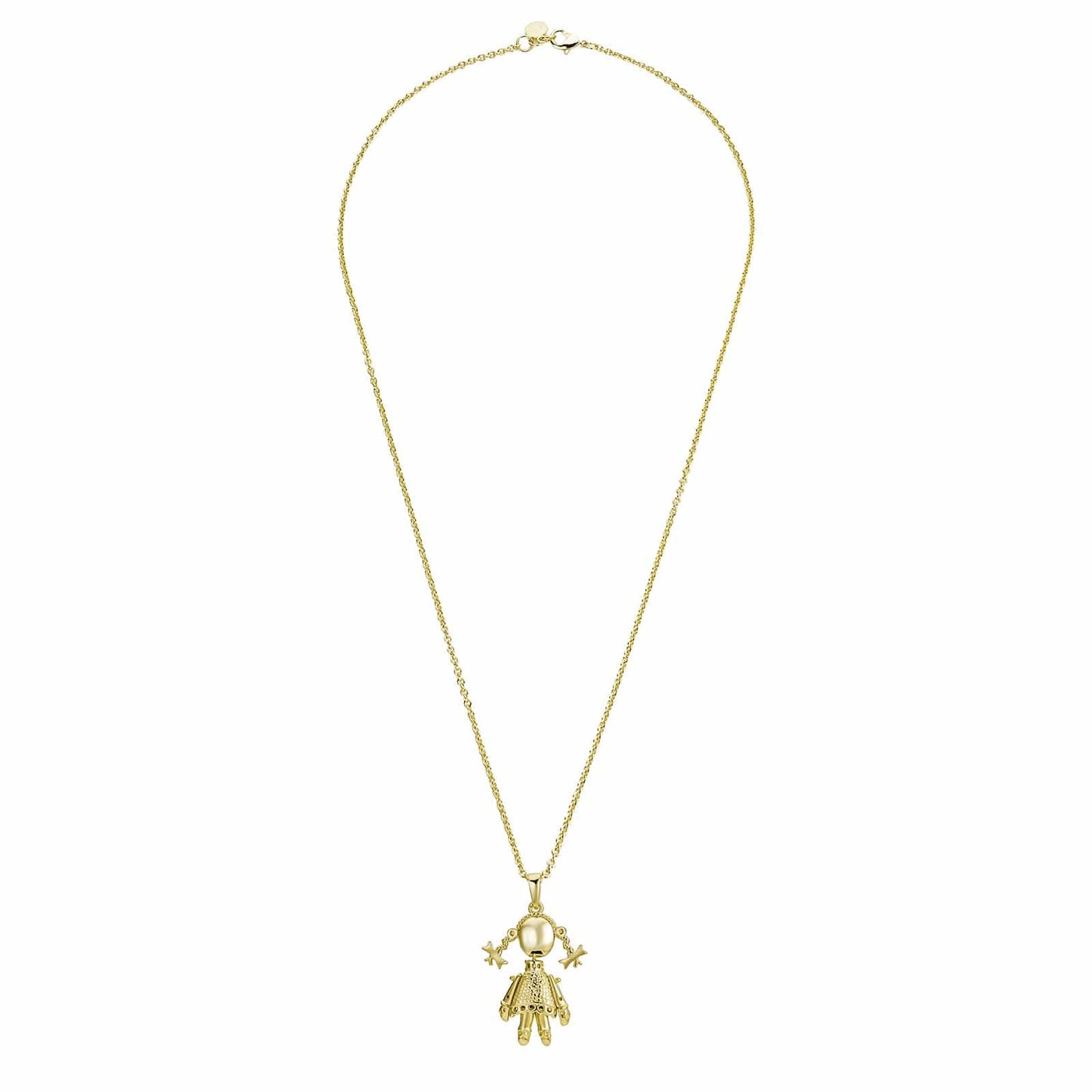 Gold Dipped, CZ Diamonds Emerald Rag Doll Pendant - Gold