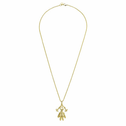 Gold Dipped, CZ Diamonds Emerald Rag Doll Pendant - Gold