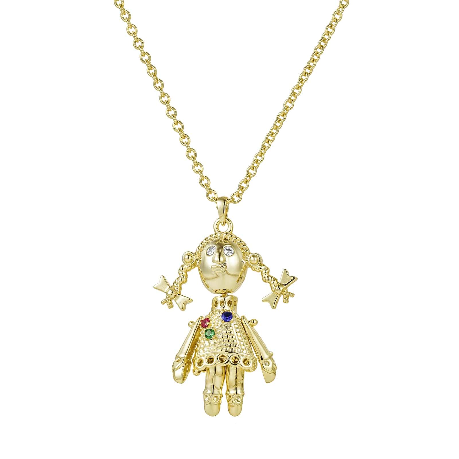 Rag Doll Articulated Charm in 9ct Yellow Gold - Tomfoolery London
