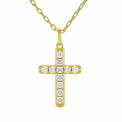 All Wear Jewellery Micro Studded Cross Pendant - Gold