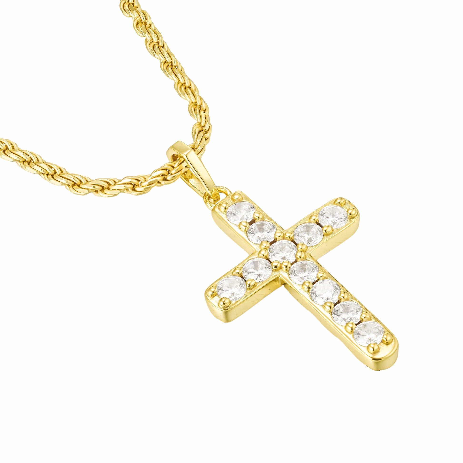 All Wear Jewellery Micro Studded Cross Pendant - Gold