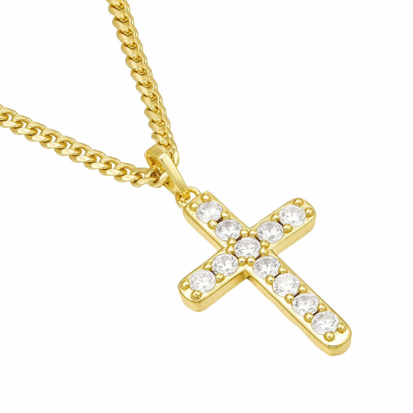 All Wear Jewellery Micro Studded Cross Pendant - Gold