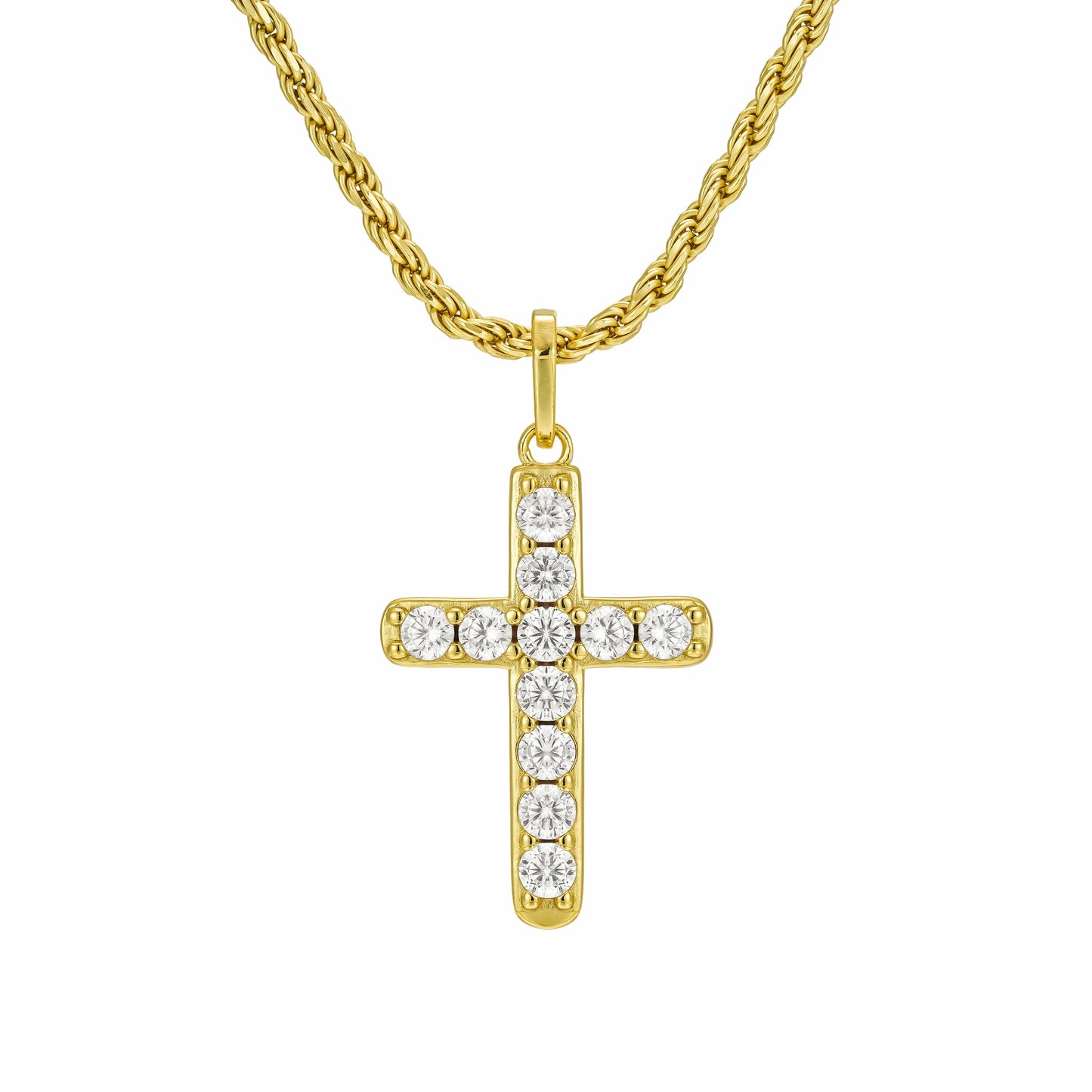 All Wear Jewellery Micro Studded Cross Pendant - Gold