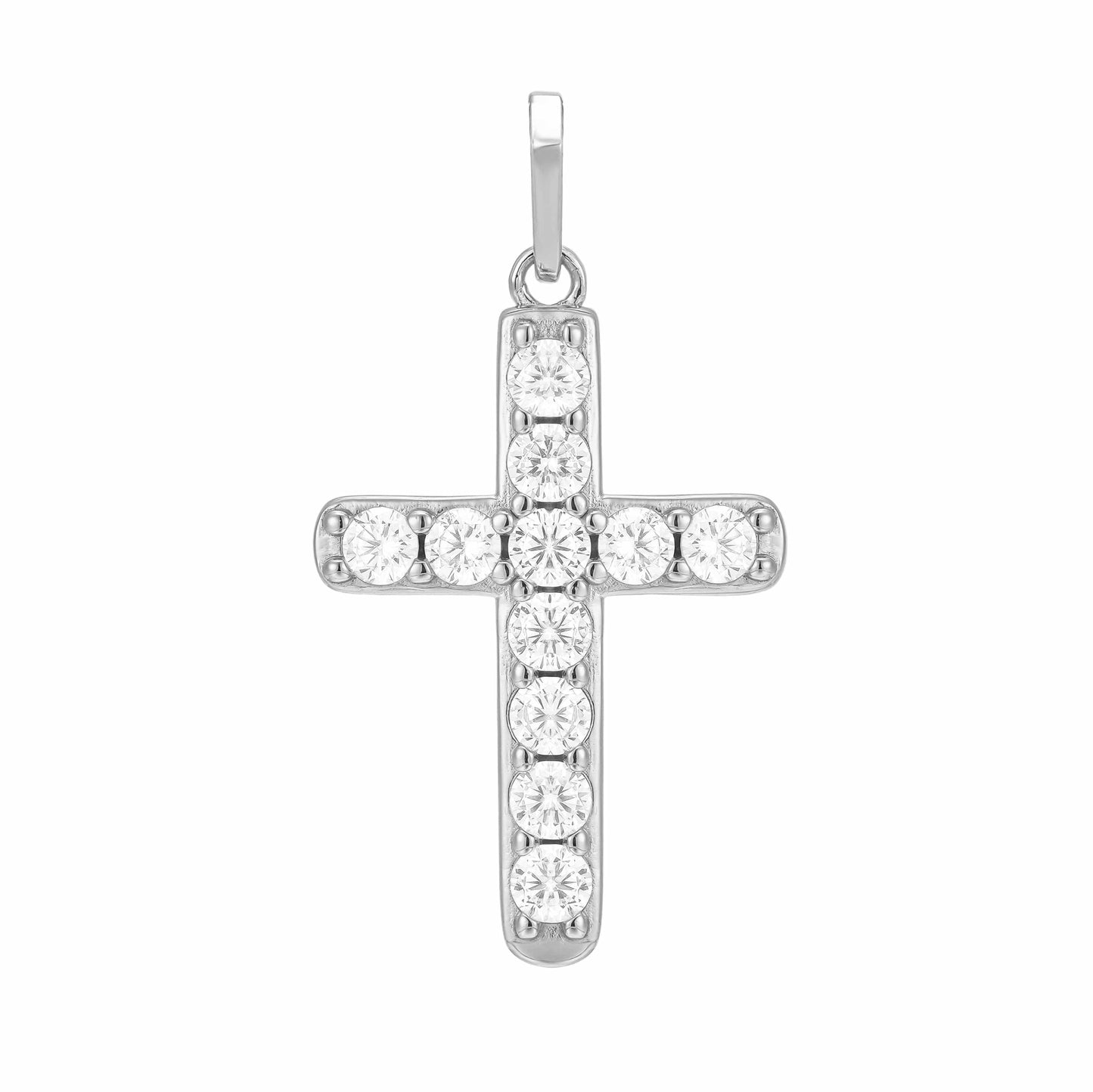 All Wear Jewellery Micro Studded Cross Pendant - Silver