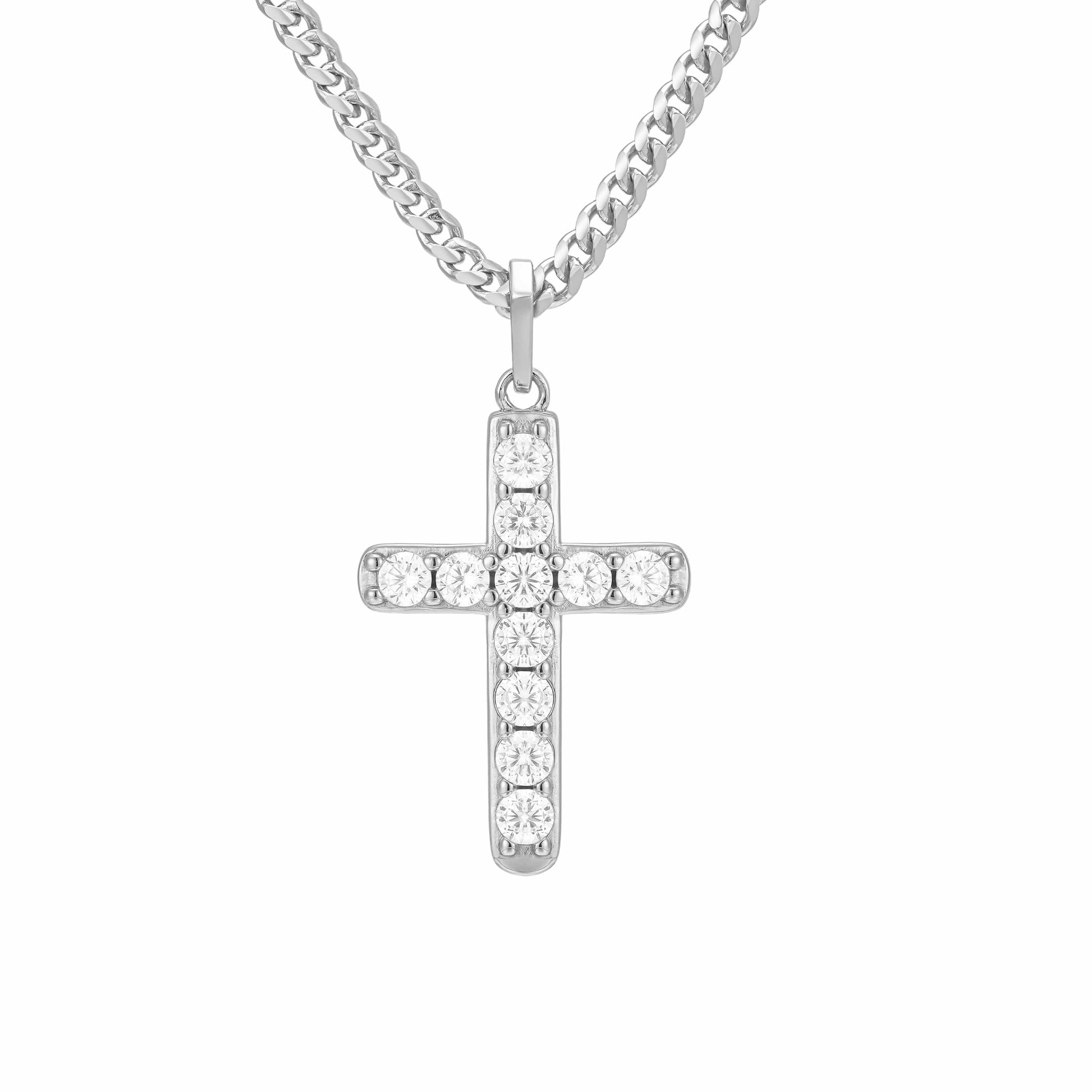 All Wear Jewellery Micro Studded Cross Pendant - Silver