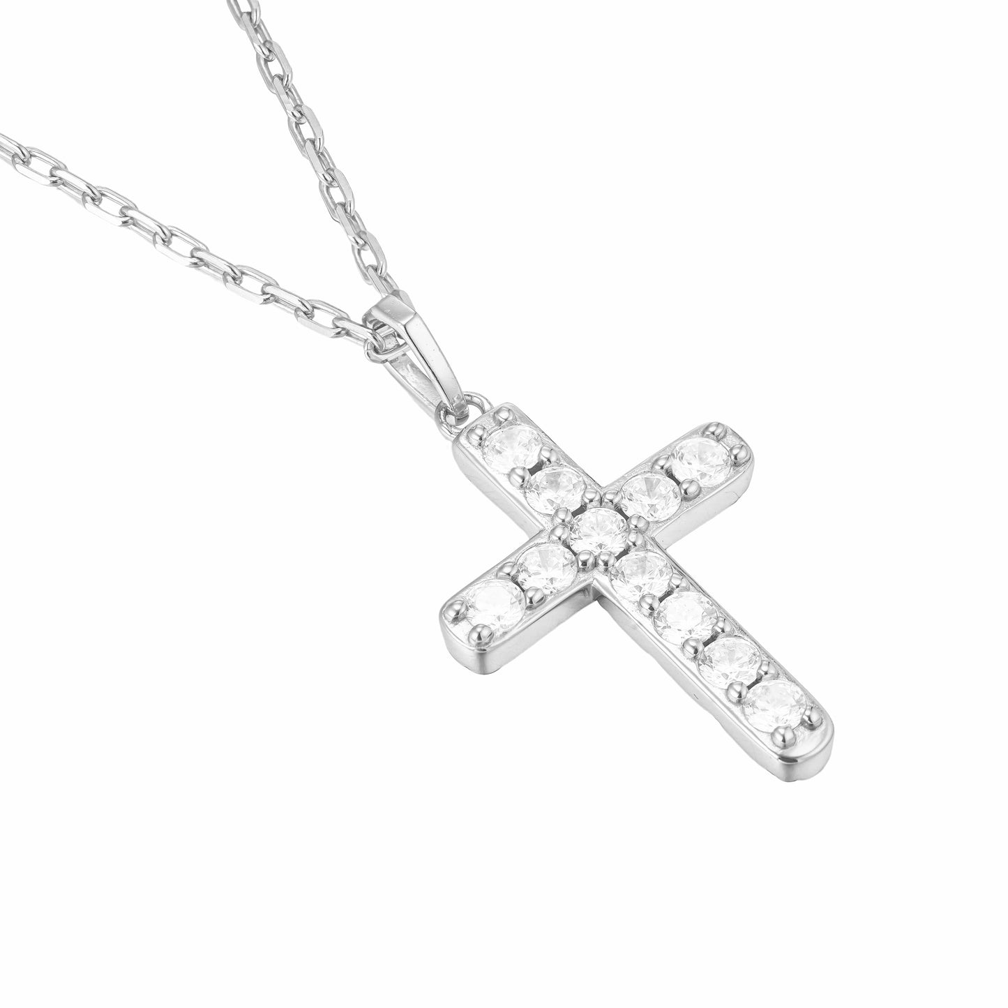 All Wear Jewellery Micro Studded Cross Pendant - Silver