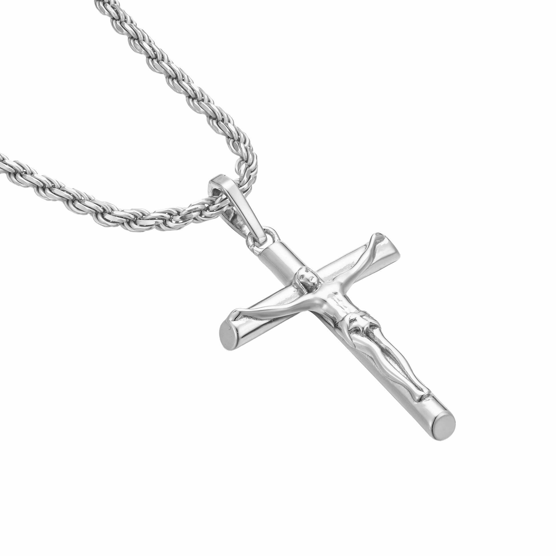 ALL WEAR Rope / Silver Crucifix Pendant - White Gold