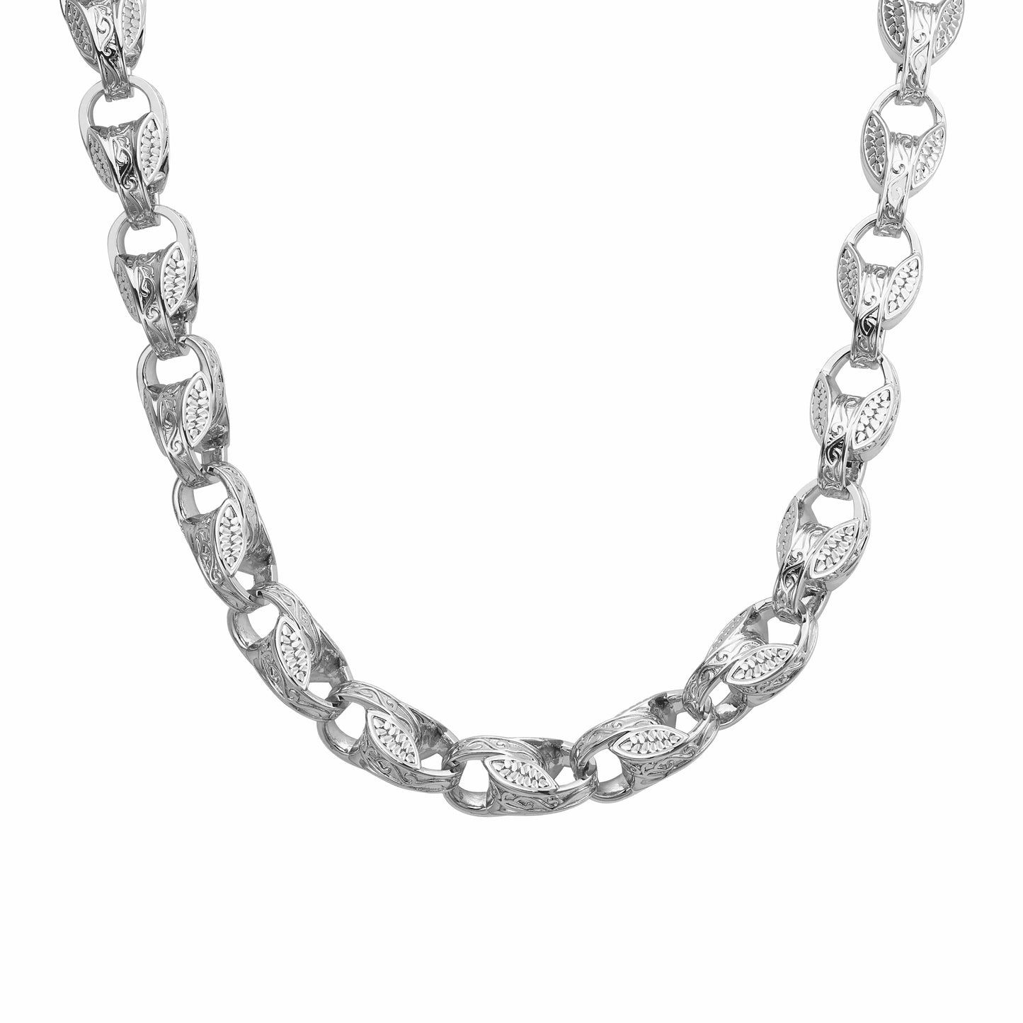 italian-Made Tulip Chain 12mm - White Gold