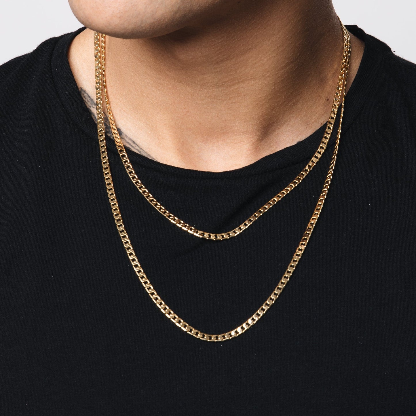 18k Gold-Bonded Chains CURB CHAIN 4MM